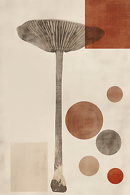 JPG 디자인 포스터 일러스트 추상 사람없음 버섯 원형 모던 기하학 베이지색 미니멀 국내일러스트 AI일러스트 AI콘텐츠 도형 컬러 무늬 파일형식