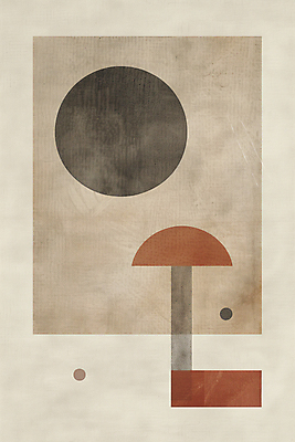 JPG 디자인 포스터 일러스트 추상 사람없음 버섯 원형 모던 기하학 베이지색 미니멀 국내일러스트 AI일러스트 AI콘텐츠 도형 컬러 무늬 파일형식