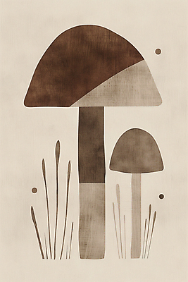 JPG 디자인 포스터 일러스트 추상 사람없음 버섯 모던 기하학 베이지색 미니멀 국내일러스트 AI일러스트 AI콘텐츠 컬러 무늬 파일형식