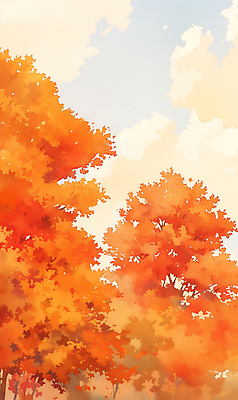 JPG 나무 포스터 낙엽 일러스트 자연 수채화 풍경 사람없음 평화 주황색 가을 감성 국내일러스트 AI일러스트 AI콘텐츠 식물 계절 컬러 컨셉 잎 생태계 파일형식