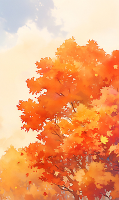 JPG 나무 포스터 낙엽 일러스트 자연 수채화 풍경 사람없음 평화 주황색 가을 감성 국내일러스트 AI일러스트 AI콘텐츠 식물 계절 컬러 컨셉 잎 생태계 파일형식