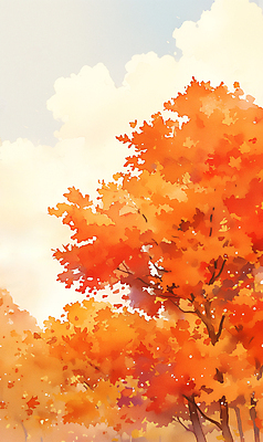 JPG 나무 포스터 낙엽 일러스트 자연 수채화 풍경 사람없음 평화 주황색 가을 감성 국내일러스트 AI일러스트 AI콘텐츠 식물 계절 컬러 컨셉 잎 생태계 파일형식