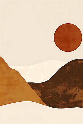 JPG 디자인 포스터 일러스트 추상 산 사람없음 그래픽 갈색 고요 원형 언덕 모던 기하학 미니멀 국내일러스트 AI일러스트 AI콘텐츠 도형 컬러 무늬 파일형식