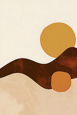 JPG 디자인 포스터 일러스트 추상 산 사람없음 그래픽 갈색 고요 원형 언덕 모던 기하학 미니멀 국내일러스트 AI일러스트 AI콘텐츠 도형 컬러 무늬 파일형식