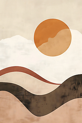 JPG 디자인 포스터 일러스트 추상 산 사람없음 그래픽 갈색 고요 원형 언덕 모던 기하학 2025년 미니멀 트렌드컬러 국내일러스트 모카무스 AI일러스트 AI콘텐츠 도형 컬러 무늬 연도 파일형식