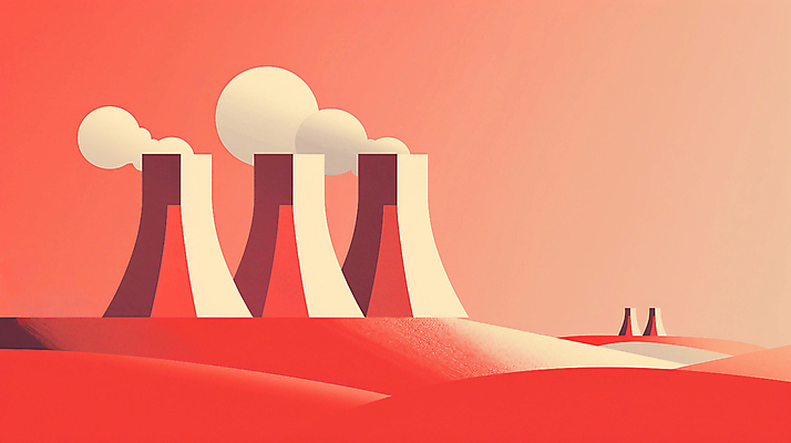 JPG 산업 일러스트 공장 굴뚝 사람없음 환경 주황색 발전소 에너지 환경오염 연기 원자력 산업화 국내일러스트 AI일러스트 AI콘텐츠 컬러 컨셉 공업 파일형식