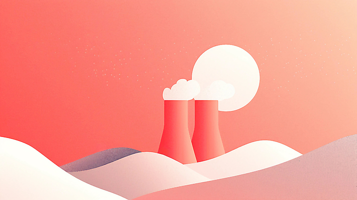 JPG 산업 일러스트 공장 굴뚝 사람없음 환경 주황색 발전소 에너지 환경오염 연기 원자력 산업화 국내일러스트 AI일러스트 AI콘텐츠 컬러 컨셉 공업 파일형식