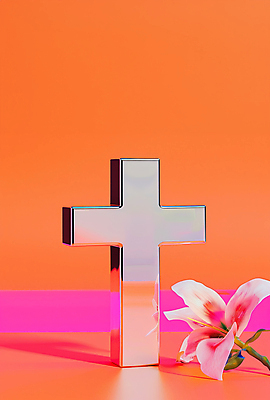 JPG 편집이미지 꽃 기독교 상징 십자가 사람없음 장식 반사 평화 금속 주황색 질감 광택 엘리먼트 편집실사 AI포토 AI콘텐츠 식물 종교 컬러 컨셉 재질 CG 파일형식