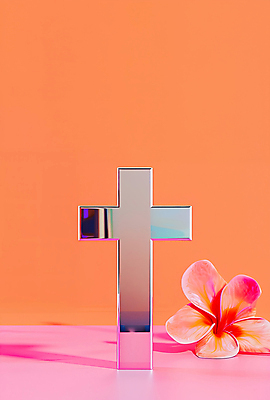 JPG 편집이미지 꽃 기독교 상징 십자가 사람없음 장식 반사 평화 금속 주황색 질감 광택 엘리먼트 편집실사 AI포토 AI콘텐츠 식물 종교 컬러 컨셉 재질 CG 파일형식