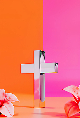 JPG 편집이미지 꽃 기독교 상징 십자가 사람없음 장식 반사 평화 금속 주황색 질감 광택 엘리먼트 편집실사 AI포토 AI콘텐츠 식물 종교 컬러 컨셉 재질 CG 파일형식