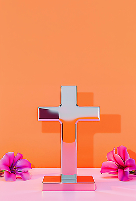 JPG 편집이미지 꽃 기독교 상징 십자가 사람없음 장식 반사 평화 금속 주황색 질감 광택 엘리먼트 편집실사 AI포토 AI콘텐츠 식물 종교 컬러 컨셉 재질 CG 파일형식