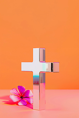 JPG 편집이미지 꽃 기독교 상징 십자가 사람없음 장식 반사 평화 금속 주황색 질감 광택 엘리먼트 편집실사 AI포토 AI콘텐츠 식물 종교 컬러 컨셉 재질 CG 파일형식