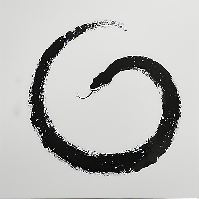 JPG 예술 선 상징 일러스트 붓터치 추상 새해 사람없음 평화 검은색 고요 원형 뱀띠 뱀 심볼 동양화 순환 심플 미니멀 을사년 국내일러스트 AI일러스트 AI콘텐츠 도형 컬러 컨셉 무늬 파충류 모션 미술 십이지신 파일형식 2025년