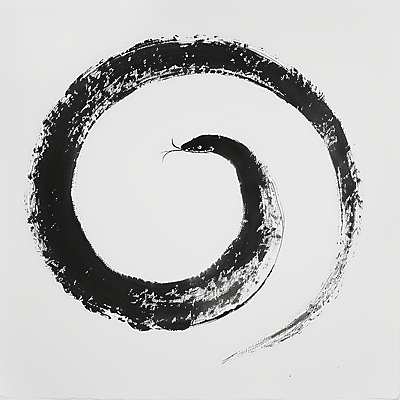 JPG 예술 선 상징 일러스트 붓터치 추상 새해 사람없음 평화 검은색 고요 원형 뱀띠 뱀 심볼 동양화 순환 심플 미니멀 을사년 국내일러스트 AI일러스트 AI콘텐츠 도형 컬러 컨셉 무늬 파충류 모션 미술 십이지신 파일형식 2025년