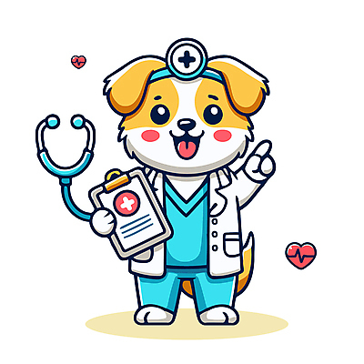 하늘색 일러스트 청진기 직업캐릭터 병원 웃음 사람없음 귀여움 진료 가리킴 의사가운 강아지 맥박 개캐릭터 수의사 서류판 일러캐릭터 AI파일 직업 캐릭터 동물캐릭터 컨셉 의학 의료기기 표정 손짓 파란색 반려동물 사무용품 의사 가운 개 파일형식 벡터