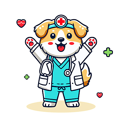 하늘색 일러스트 청진기 직업캐릭터 병원 웃음 사람없음 귀여움 진료 의사가운 강아지 맥박 개캐릭터 수의사 일러캐릭터 AI파일 직업 캐릭터 동물캐릭터 컨셉 의학 의료기기 표정 파란색 반려동물 의사 가운 개 파일형식 벡터
