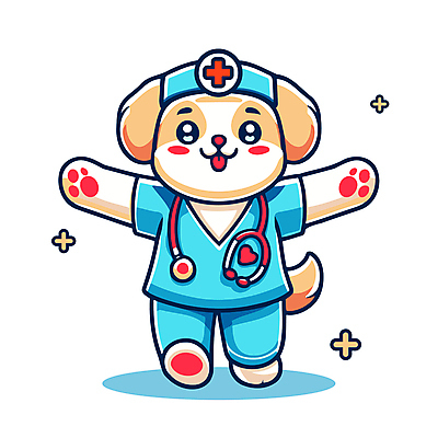 하늘색 일러스트 청진기 직업캐릭터 병원 웃음 사람없음 달리기 귀여움 진료 간호사 강아지 개캐릭터 수의사 일러캐릭터 AI파일 직업 캐릭터 동물캐릭터 컨셉 의학 의료기기 모션 표정 파란색 반려동물 의료진 의사 개 파일형식 벡터