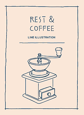 포스터 커피 일러스트 티타임 휴식 사람없음 빈티지 라인아트 그라인더 드로잉 베이지색 국내일러스트 AI파일 음료 선 컬러 컨셉 미술 커피용품 파일형식 벡터