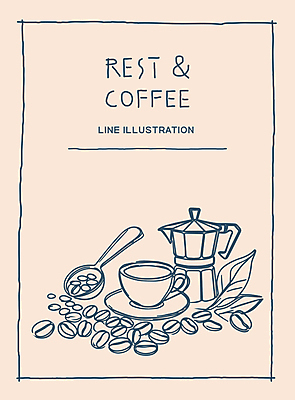 포스터 커피 일러스트 티타임 휴식 사람없음 원두 빈티지 커피잔 커피포트 라인아트 국자 드로잉 베이지색 국내일러스트 AI파일 음료 선 컬러 컨셉 주전자 주방용품 잔 미술 파일형식 벡터