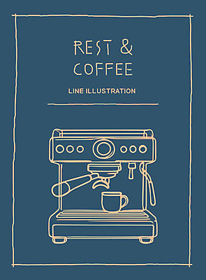 포스터 커피 일러스트 티타임 휴식 사람없음 파란색 빈티지 커피잔 커피메이커 라인아트 드로잉 국내일러스트 AI파일 음료 선 컬러 컨셉 잔 미술 커피용품 파일형식 벡터