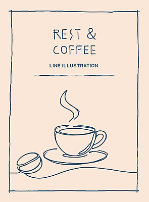 포스터 커피 일러스트 티타임 휴식 사람없음 원두 빈티지 커피잔 라인아트 드로잉 베이지색 국내일러스트 AI파일 음료 선 컬러 컨셉 잔 미술 파일형식 벡터