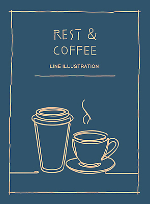 포스터 커피 일러스트 티타임 휴식 사람없음 파란색 빈티지 커피잔 라인아트 테이크아웃 드로잉 국내일러스트 AI파일 음료 선 컬러 컨셉 잔 미술 파일형식 벡터