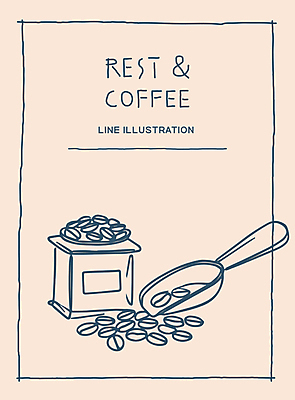 포스터 커피 일러스트 티타임 휴식 사람없음 원두 빈티지 라인아트 국자 그라인더 드로잉 베이지색 국내일러스트 AI파일 음료 선 컬러 컨셉 주방용품 미술 커피용품 파일형식 벡터