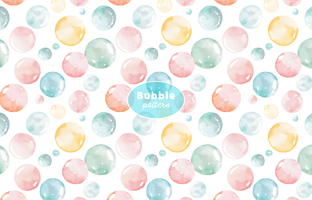 PSD 분홍색 백그라운드 패턴 일러스트 수채화 사람없음 거품 원형 화려 비눗방울 버블 국내일러스트 도형 컬러 컨셉 무늬 파일형식
