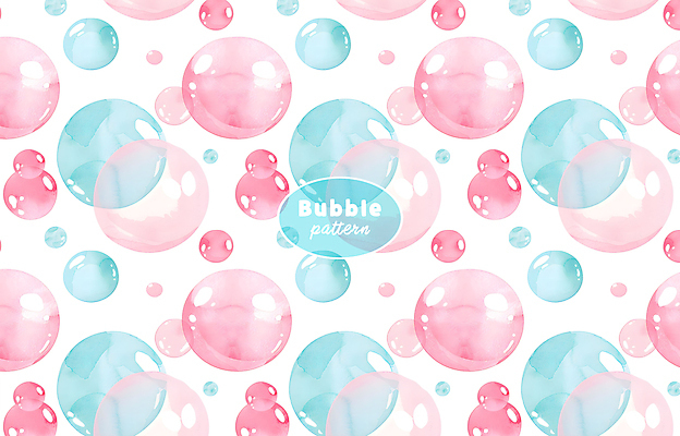 PSD 분홍색 백그라운드 패턴 일러스트 수채화 사람없음 거품 원형 화려 비눗방울 버블 국내일러스트 도형 컬러 컨셉 무늬 파일형식