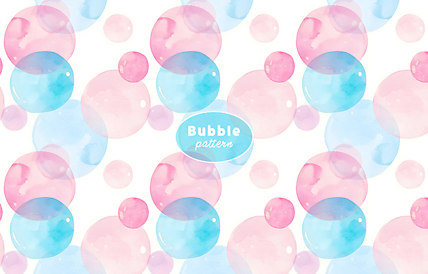 PSD 분홍색 백그라운드 패턴 일러스트 수채화 사람없음 거품 원형 화려 비눗방울 버블 국내일러스트 도형 컬러 컨셉 무늬 파일형식