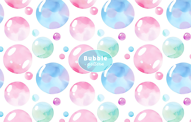 PSD 분홍색 백그라운드 패턴 일러스트 수채화 사람없음 거품 원형 화려 비눗방울 버블 국내일러스트 도형 컬러 컨셉 무늬 파일형식