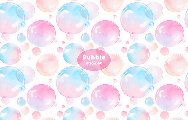 PSD 분홍색 백그라운드 패턴 일러스트 수채화 사람없음 거품 원형 화려 비눗방울 버블 국내일러스트 도형 컬러 컨셉 무늬 파일형식