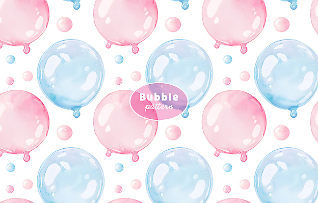 PSD 분홍색 백그라운드 패턴 일러스트 수채화 사람없음 거품 원형 화려 비눗방울 버블 국내일러스트 도형 컬러 컨셉 무늬 파일형식