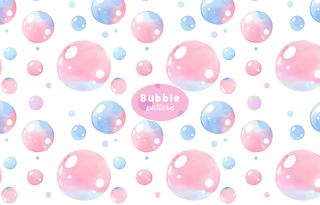 PSD 분홍색 백그라운드 패턴 일러스트 수채화 사람없음 거품 원형 화려 비눗방울 버블 국내일러스트 도형 컬러 컨셉 무늬 파일형식