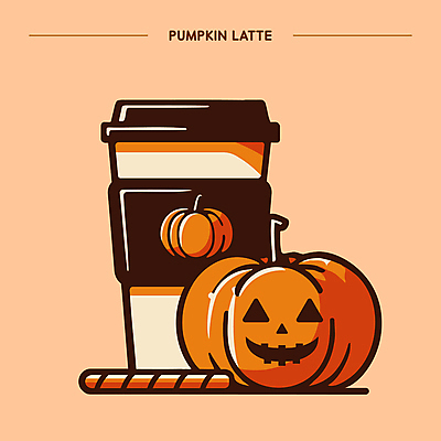 일러스트 호박 사람없음 주황색 카페 할로윈 가을 달콤 라떼 시나몬 잭오랜턴 컵홀더 테이크아웃컵 국내일러스트 AI파일 계절 커피 컬러 채소 컵 상점 맛 홀더 파일형식 벡터