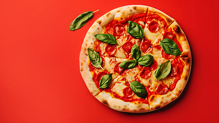 JPG 편집이미지 치즈 사람없음 빨간색 홈베이킹 바질 토마토소스 이탈리아피자 페퍼로니 페퍼로니피자 편집실사 AI포토 AI콘텐츠 컬러 유제품 피자 소스_음식 소시지 CG 제빵 파일형식
