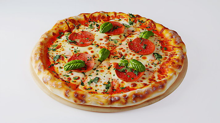 JPG 편집이미지 치즈 사람없음 홈베이킹 바질 토마토소스 나무도마 이탈리아피자 페퍼로니 페퍼로니피자 편집실사 AI포토 AI콘텐츠 유제품 도마 피자 목재 소스_음식 소시지 CG 제빵 파일형식