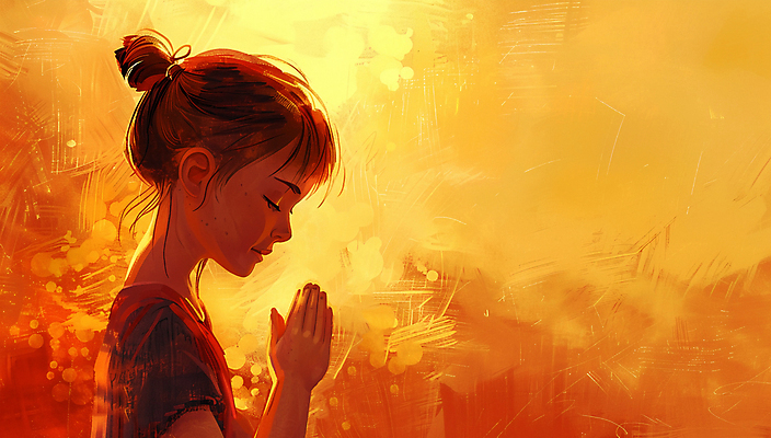 JPG 여자 기독교 어린이 일러스트 한명 소녀 주황색 천주교 기도 분위기 올림머리 신성 손모으기 소녀한명만 카피스페이스 국내일러스트 AI일러스트 AI콘텐츠 1 헤어스타일 종교 컬러 컨셉 사람 손짓 공백 여자한명만 소녀만 파일형식