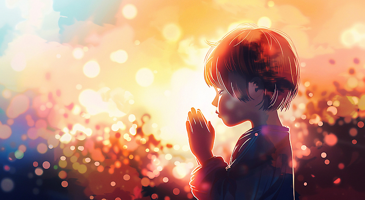 JPG 남자 기독교 어린이 일러스트 한명 소년 빨간색 빛 반짝임 천주교 기도 분위기 보케 신성 손모으기 소년한명만 카피스페이스 국내일러스트 AI일러스트 AI콘텐츠 1 종교 컬러 컨셉 모션 사람 손짓 공백 남자한명만 소년만 파일형식