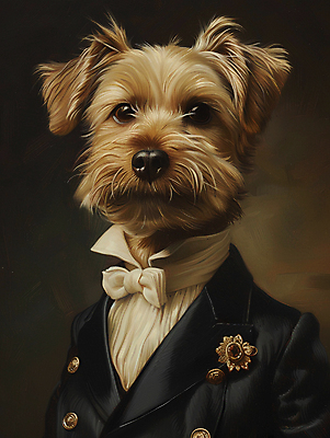 JPG 일러스트 의인화 정장 상반신 사람없음 빈티지 고급 강아지 초상화 귀족 르네상스 국내일러스트 AI일러스트 AI콘텐츠 옷 컨셉 반려동물 개 그림 파일형식
