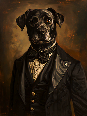 JPG 일러스트 의인화 정장 상반신 사람없음 빈티지 고급 강아지 초상화 귀족 르네상스 국내일러스트 AI일러스트 AI콘텐츠 옷 컨셉 반려동물 개 그림 파일형식