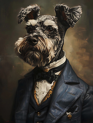 JPG 일러스트 의인화 정장 상반신 사람없음 빈티지 고급 강아지 초상화 귀족 르네상스 국내일러스트 AI일러스트 AI콘텐츠 옷 컨셉 반려동물 개 그림 파일형식