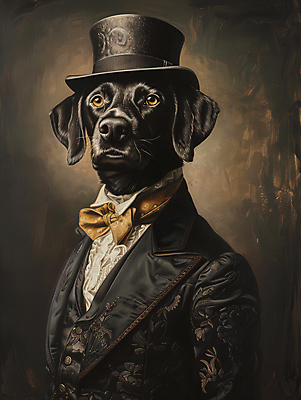 JPG 일러스트 의인화 정장 상반신 사람없음 빈티지 고급 강아지 초상화 귀족 르네상스 국내일러스트 AI일러스트 AI콘텐츠 옷 컨셉 반려동물 개 그림 파일형식