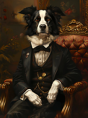 JPG 일러스트 의인화 정장 상반신 사람없음 빈티지 고급 강아지 초상화 귀족 르네상스 국내일러스트 AI일러스트 AI콘텐츠 옷 컨셉 반려동물 개 그림 파일형식