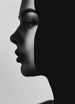 JPG 모델 편집이미지 여자 얼굴 흑백 한명 성인 화장 검은색 우아함 성형수술 피부 피부관리 의료성형뷰티 성인여자한명만 편집실사 AI인물포토 AI콘텐츠 1 컬러 컨셉 촬영기법 사람 신체부위 뷰티 수술 CG 여자한명만 성인여자만 파일형식 AI포토