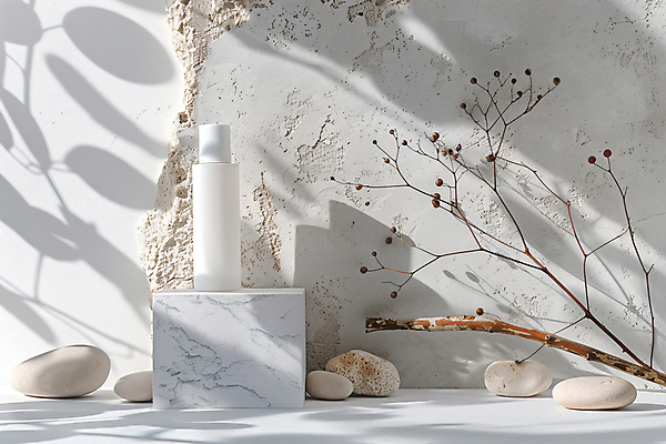 JPG 편집이미지 디자인 사람없음 뷰티 화장품 돌_바위 흰색 나뭇가지 병 오브젝트 포디움 목업 편집실사 AI포토 AI콘텐츠 나무 식기 컬러 무대 CG 파일형식