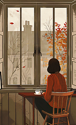PSD 나무 여자 커피 낙엽 의자 일러스트 창문 탁자 한명 풍경 성인 갈색 가을풍경 비 커피잔 컵받침 감성 성인여자한명만 국내일러스트 자연요소 식물 1 음료 컬러 가구 컨셉 잎 날씨 잔 사람 받침대 여자한명만 성인여자만 파일형식 가을_계절