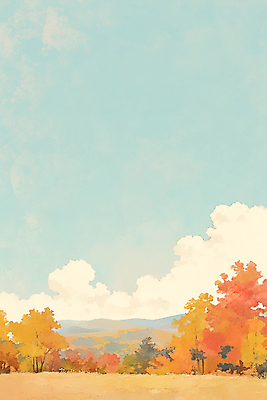 JPG 구름 하늘색 낙엽 일러스트 하늘 단풍나무 초원 사람없음 가을풍경 카피스페이스 가을배경 국내일러스트 AI일러스트 AI콘텐츠 자연요소 나무 백그라운드 단풍 잎 풍경 파란색 공백 파일형식 가을_계절