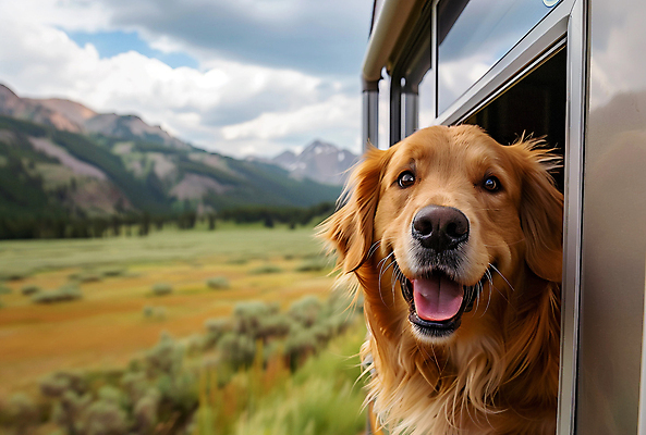 JPG 편집이미지 반려견 여행 창문 산 풍경 사람없음 가을 리트리버 강아지 가을여행 편집실사 AI포토 AI콘텐츠 계절 반려동물 개 CG 파일형식 가을_계절