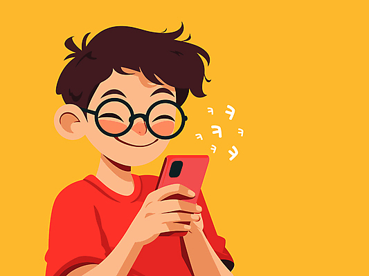 남자 어린이 일러스트 한명 웃음 들기 소년 상반신 라이프 빨간색 스마트폰 노란색 즐거움 키읔 소년한명만 안경낌 국내일러스트 AI파일 1 감정 안경 컬러 모션 표정 사람 생활 핸드폰 스마트기기 자음 남자한명만 소년만 파일형식 벡터